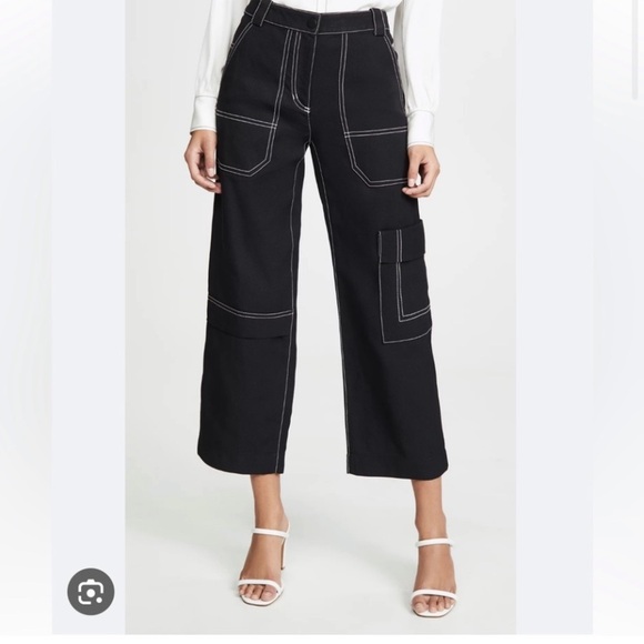3.1 Phillip Lim high rise black with white stitching cargo pants. Wool/ cotton - Picture 1 of 14